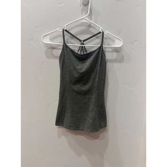 Athleta Tops - Athleta Heathered Green Strappy Racerback Tank Top with Shelf Bra XXS